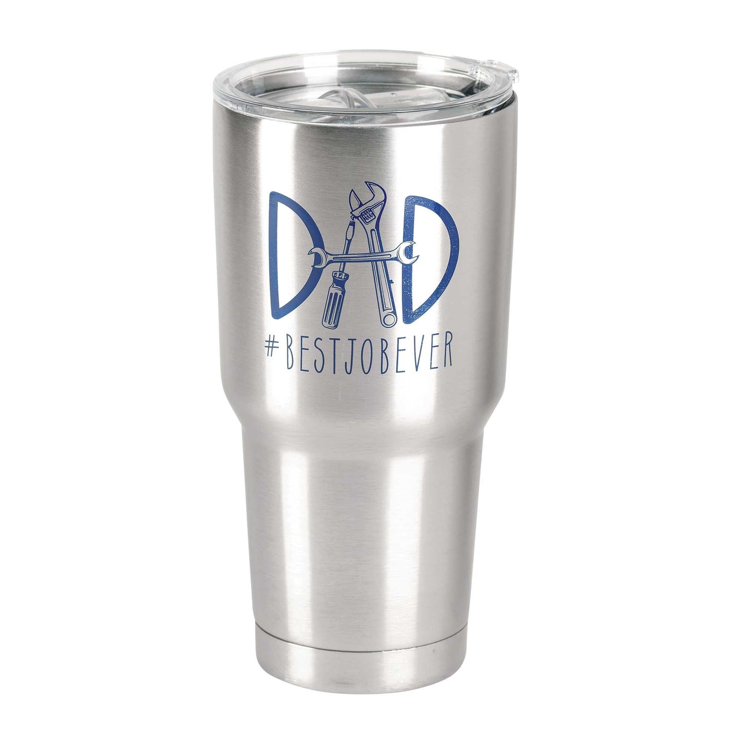 Dicksons Dad #BestJobEver Blue 30 ounce Stainless Steel Travel Tumbler