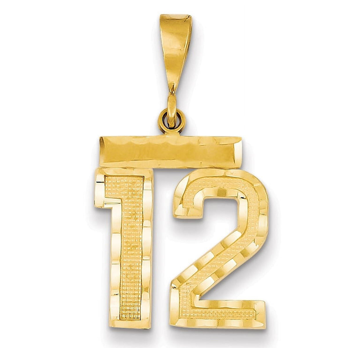 14k Medium Diamond-cut Number 12 Charm