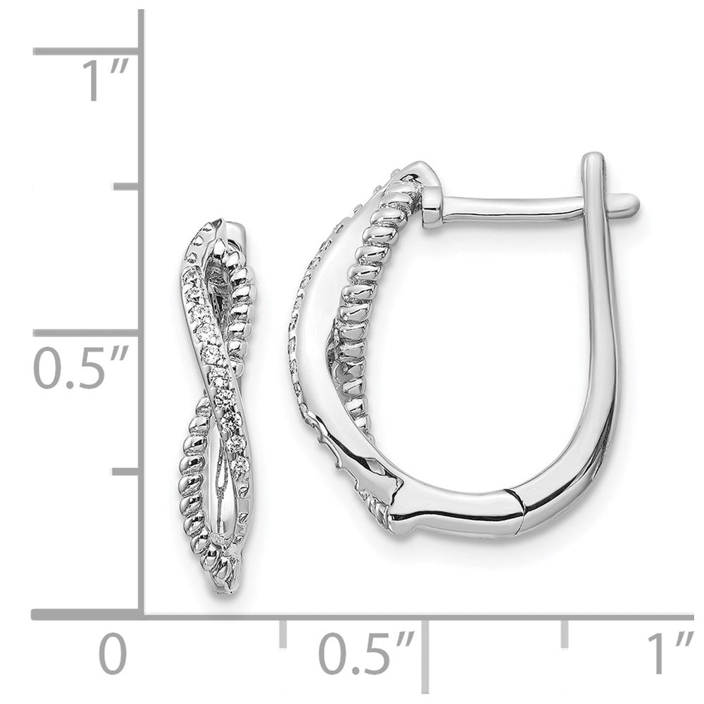 14k White Gold Diamond and Twisted Rope Hinged Post Earrings