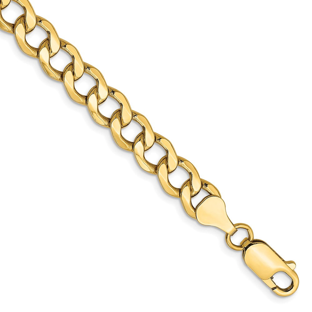 14K 9 inch 7mm Semi-Solid Curb with Lobster Clasp Chain 9 inches