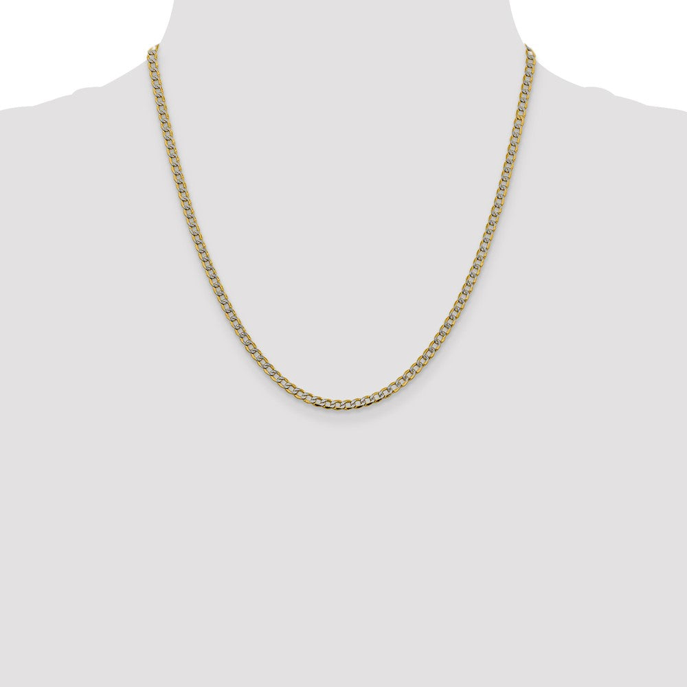 14K 20 inch 3.4mm Semi-Solid with Rhodium Pav‚ Curb with Lobster Clasp Chain
