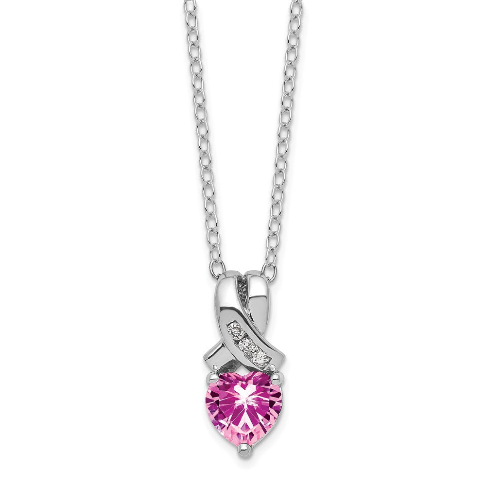 SS Created Pink Sapphire & Diamond Necklace