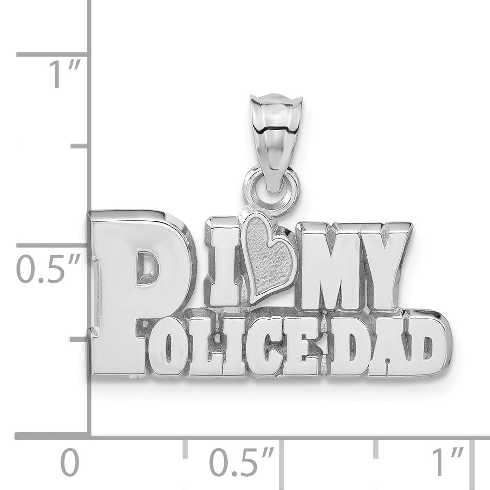 Sterling Silver Polished & Textured I Heart My Police Dad Pendant