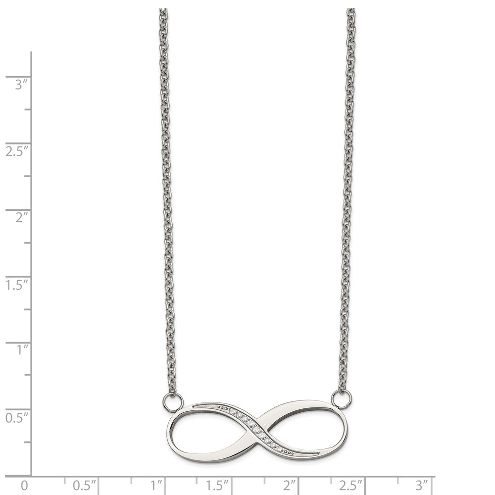 Stainless Steel Polished w/CZ Infinity 20in Necklace