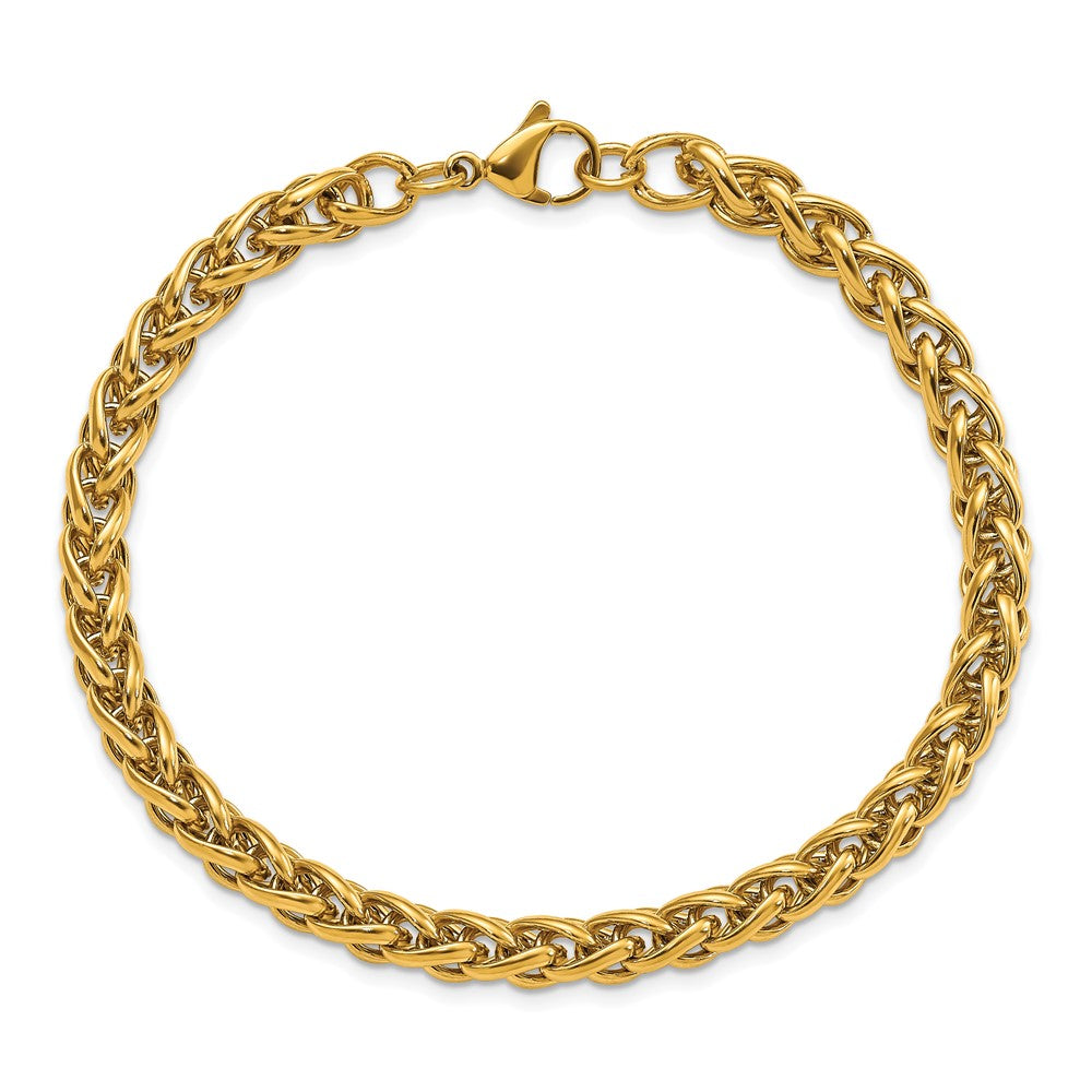 Stainless Steel Polished Yellow IP 8.5in Spiga 6mm Chain Bracelet 8.5 inches