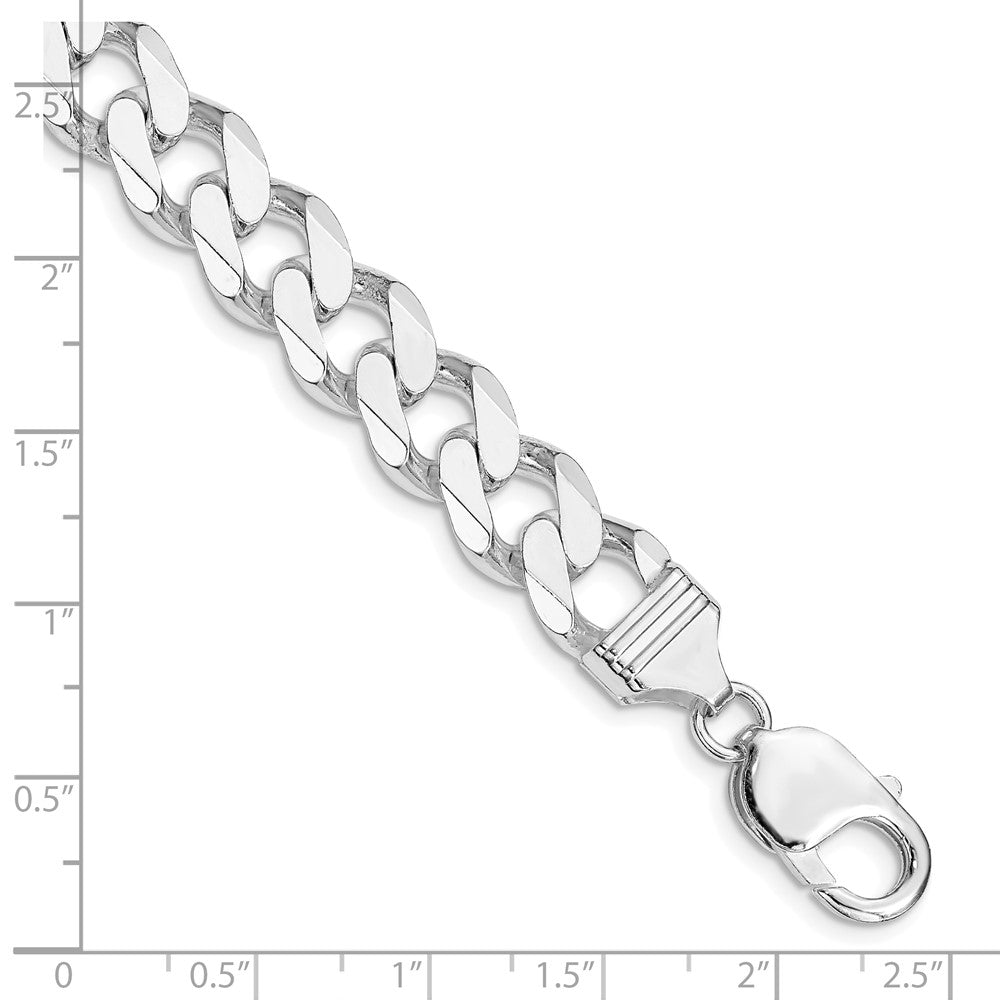 Sterling Silver Rhodium-plated 11mm Curb Chain 8 inches