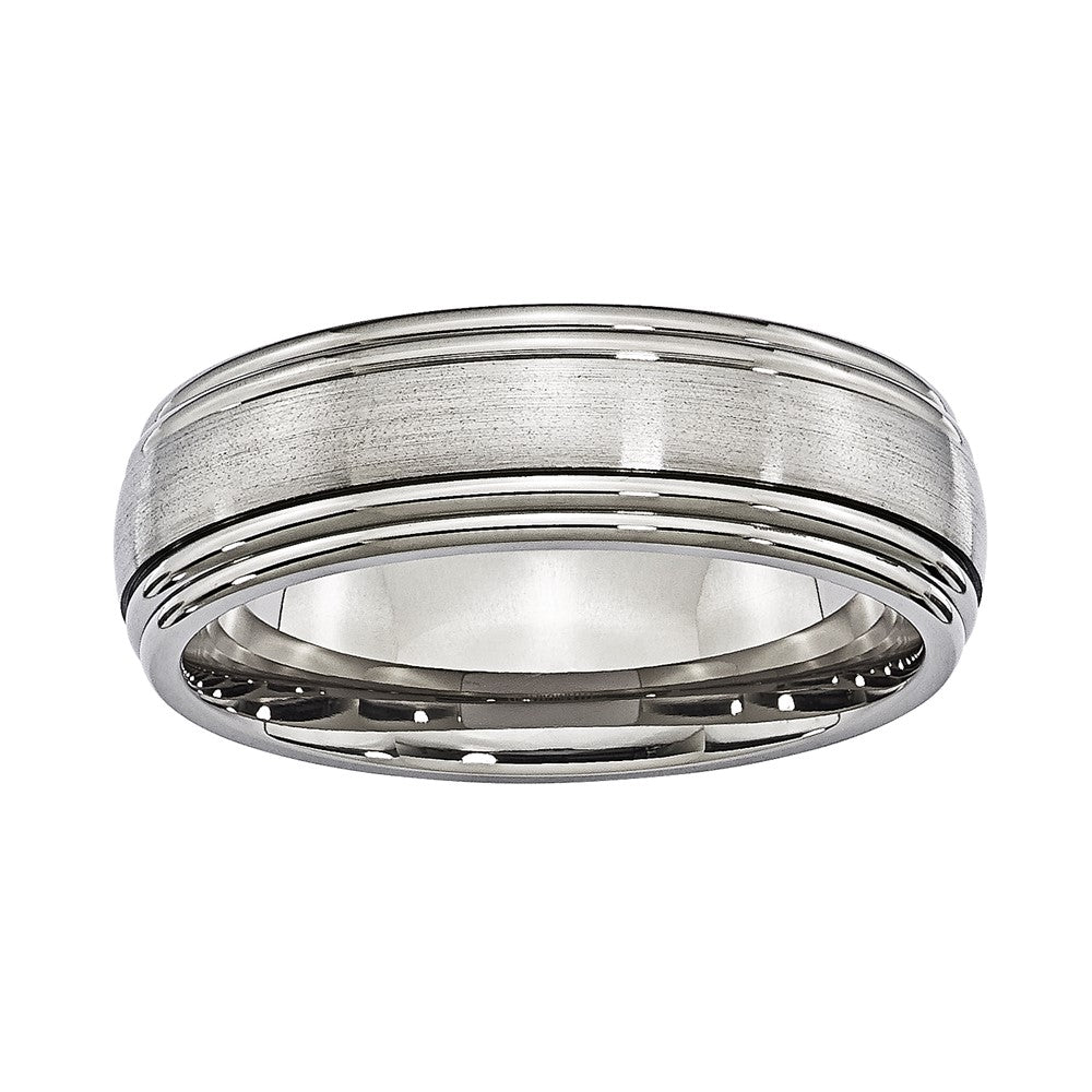 Titanium 7mm Double Grooved Edge Comfort-fit Band