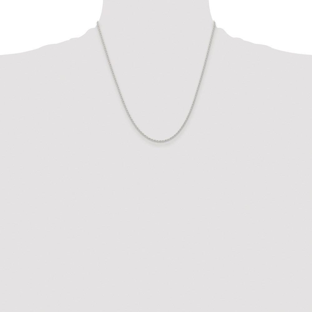 Sterling Silver Rhodium-plated 1.5mm Solid Rope Chain