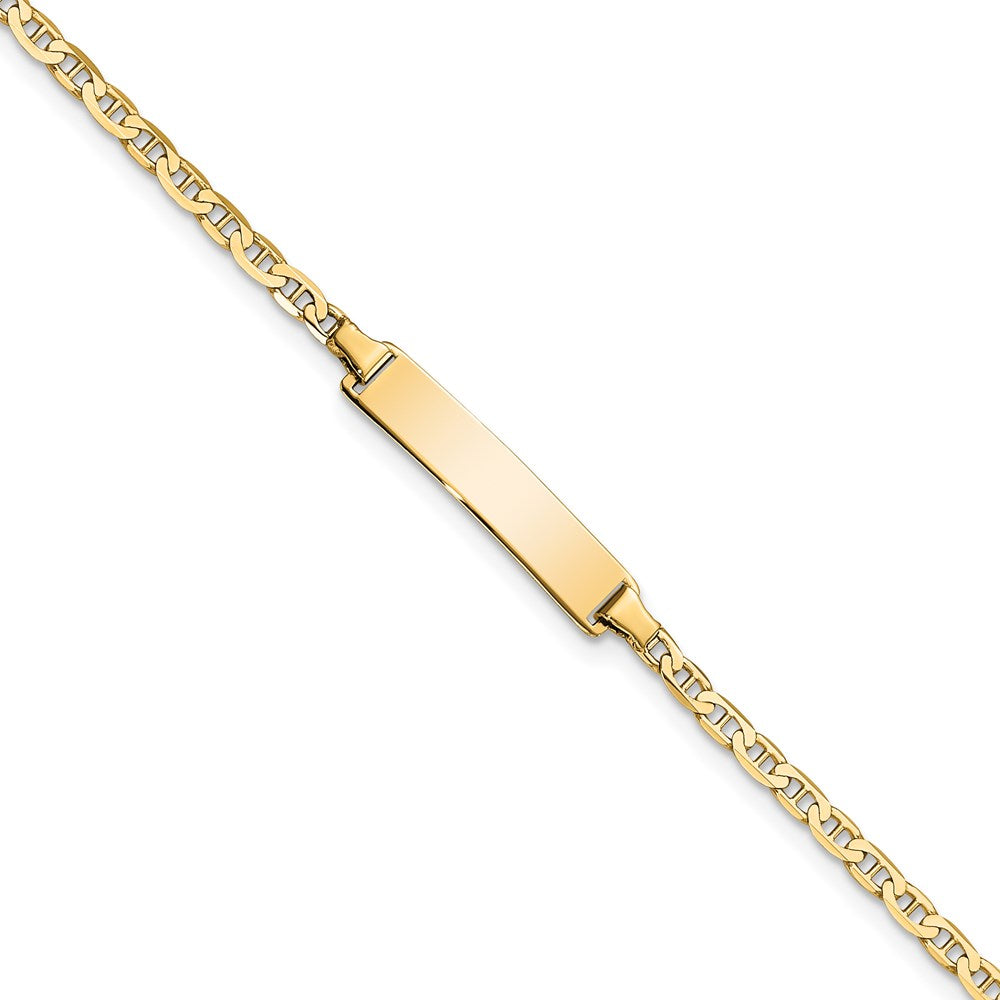 14k Flat Anchor Link ID Bracelet 7 inches