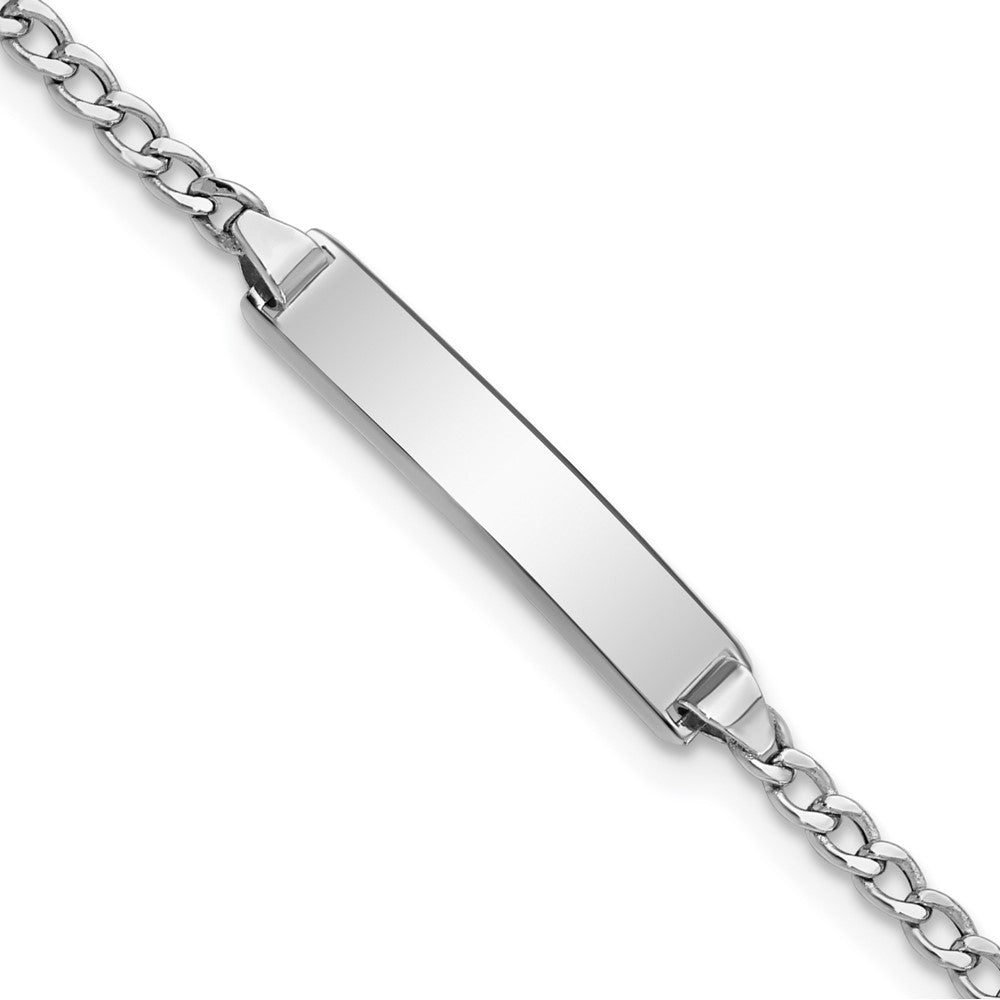 14k WG Polished Semi-Solid Cuban ID Bracelet 6 inches