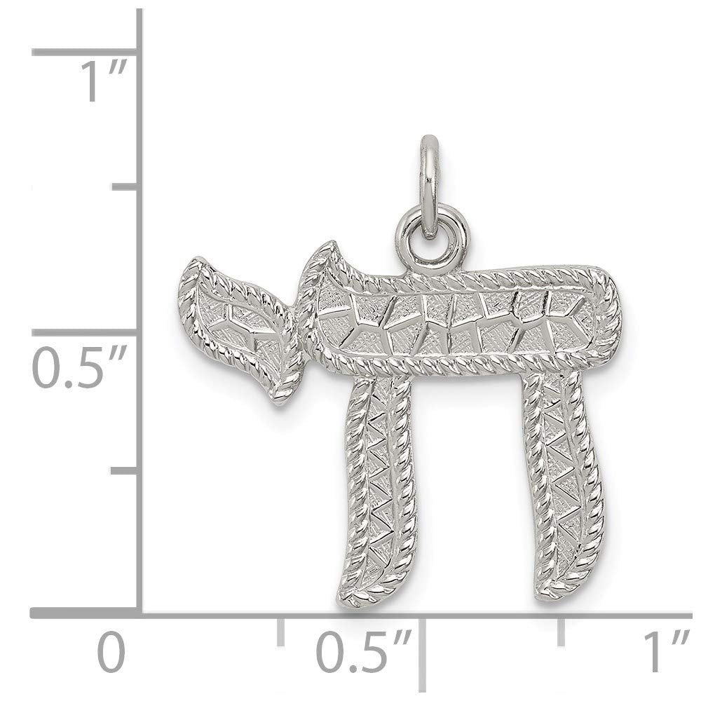 Sterling Silver Rhodium-plated Chai Pendant