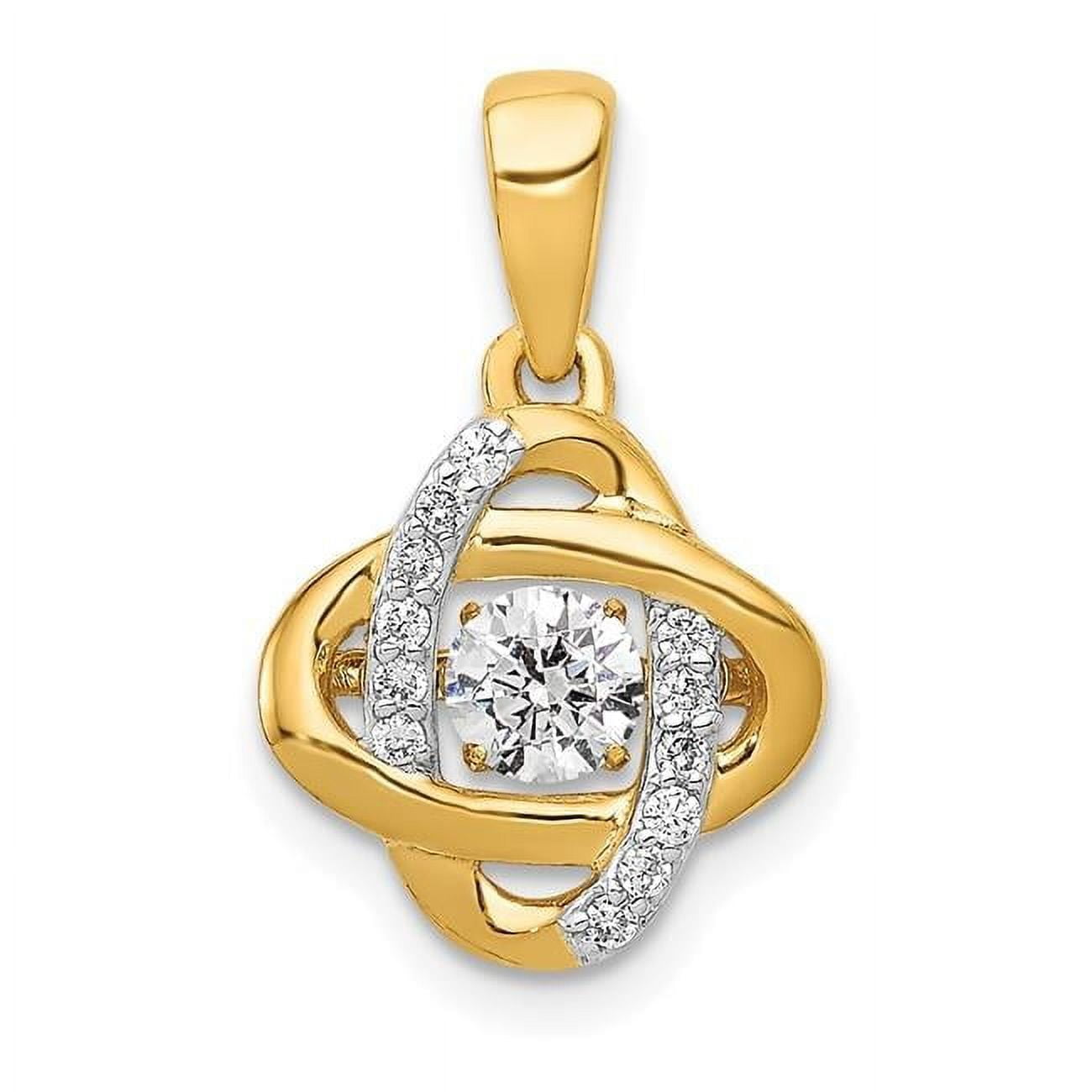 14k Polished 1/3 carat Vibrant Moving Diamond Fancy Knot Pendant