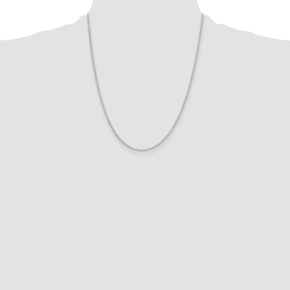 Sterling Silver Rhodium-plated 1.5mm Diamond-cut Cable Chain