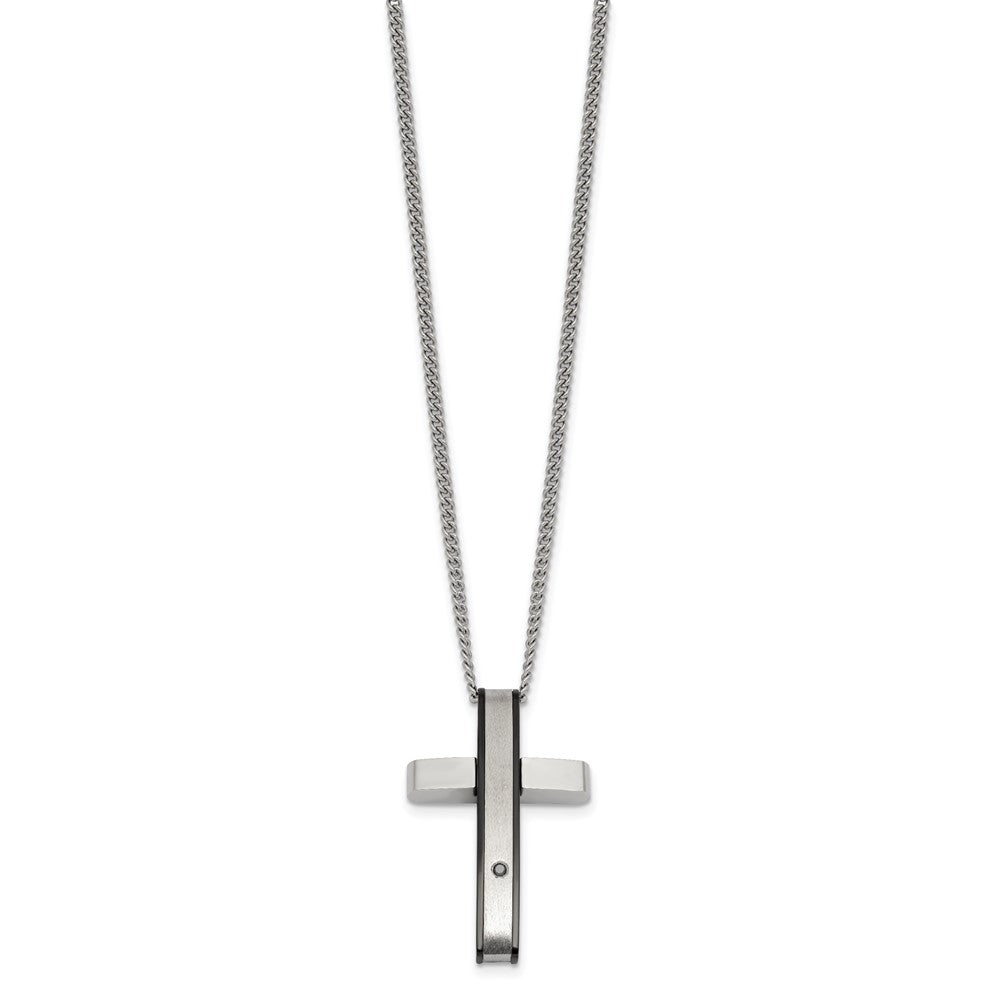 Steel Black Diamond Cross with 24in 2.2m Curb Chain