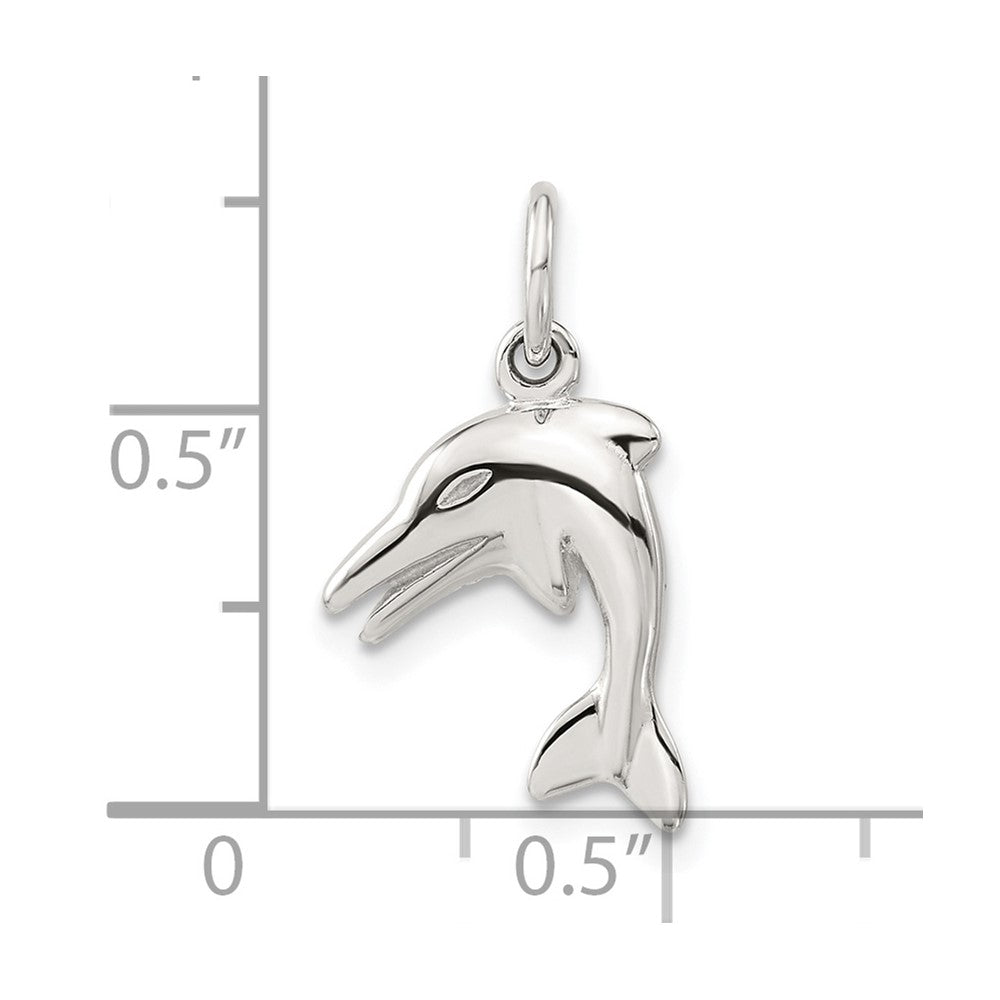 Sterling Silver Polished 3-D Reversible Dolphin Charm