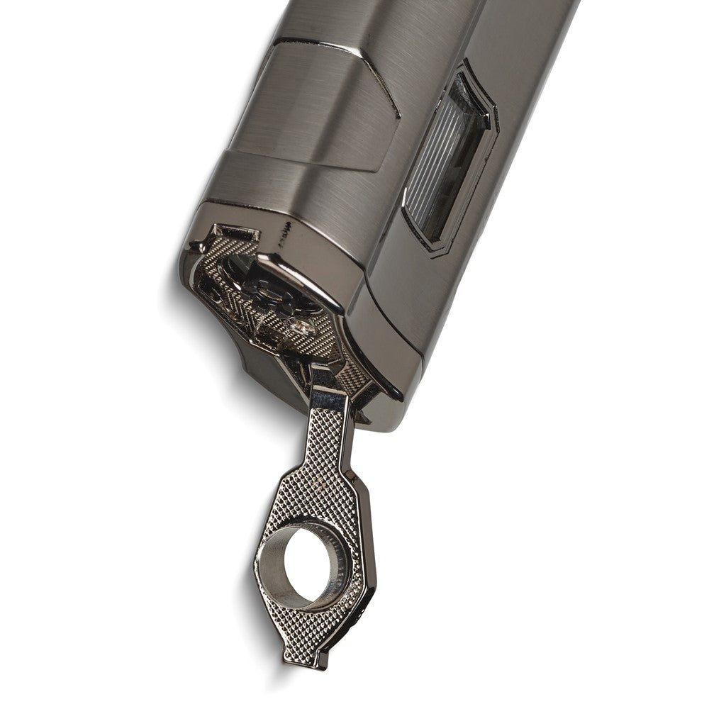 Vertigo Envoy Gunmetal Triple Torch Flame with Fold Out Punch and Cigar Rest