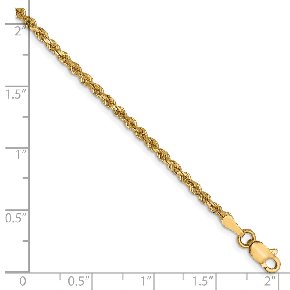 10K 2.25mm Diamond-Cut Rope Chain 8 inches