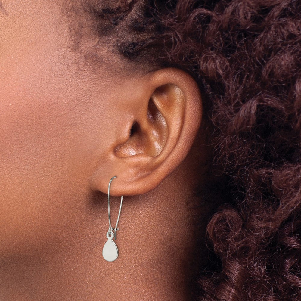 Stainless Steel Polished Teardrop Dangle Kidney Wire Earrings