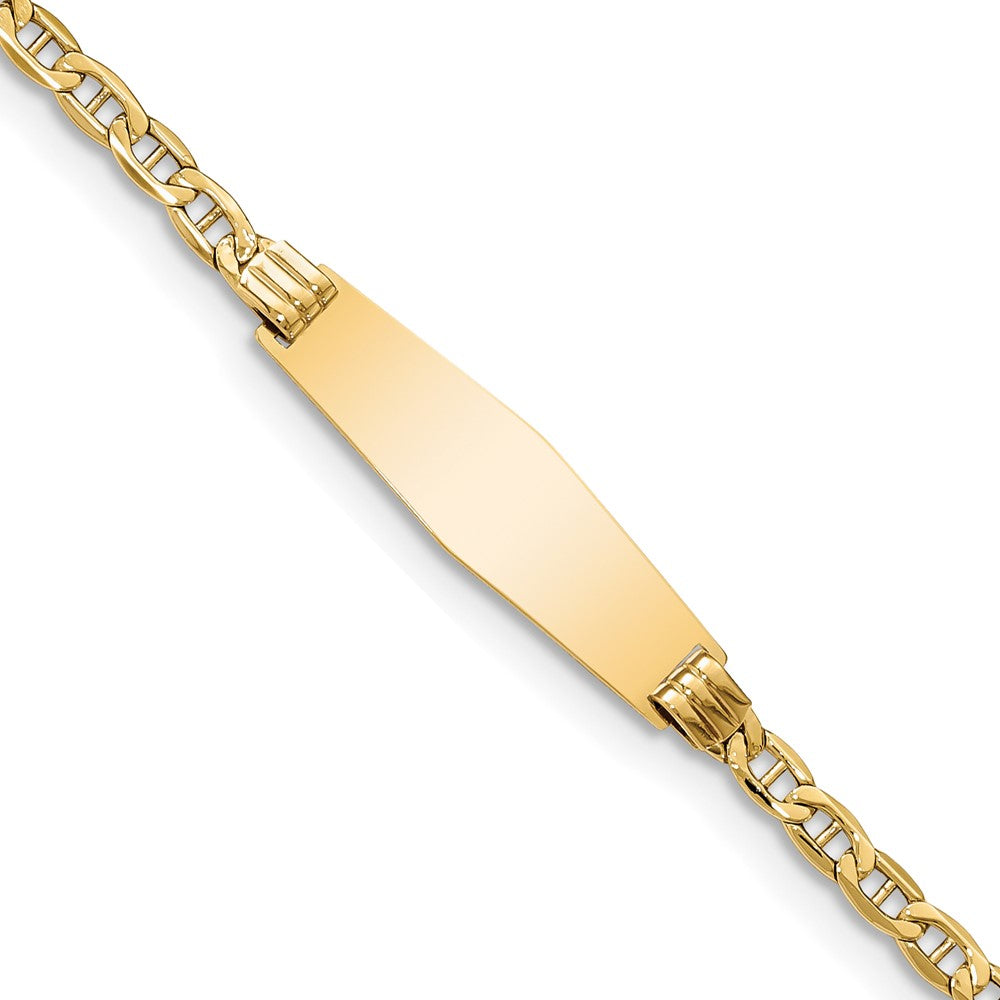14k Semi-solid Soft Diamond Shape Anchor Link ID Bracelet 8 inches