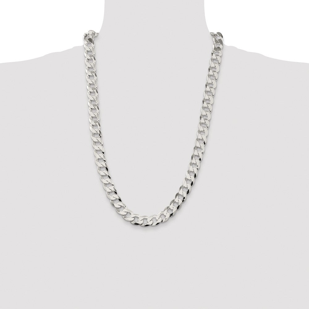 Sterling Silver Rhodium-plated 11.75mm Flat Curb Chain
