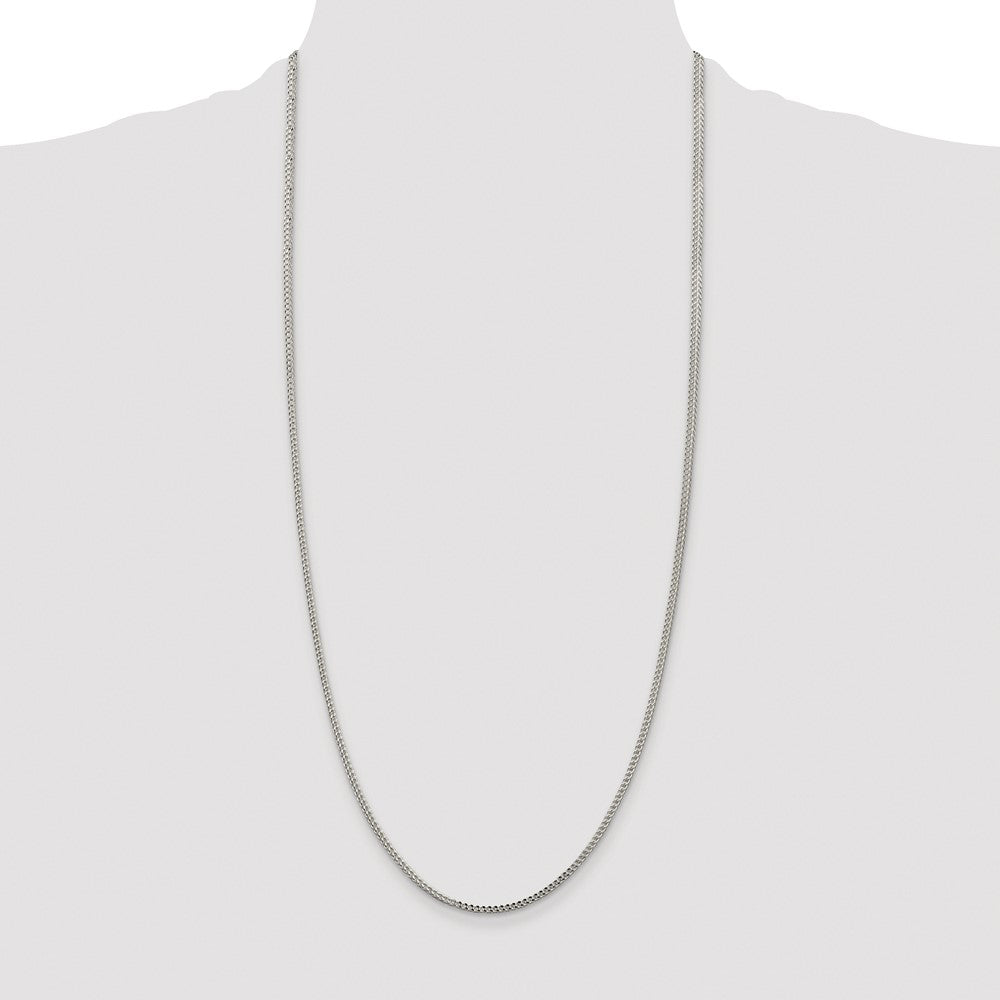 Sterling Silver Rhodium-plated 2mm D/C Square Franco Chain