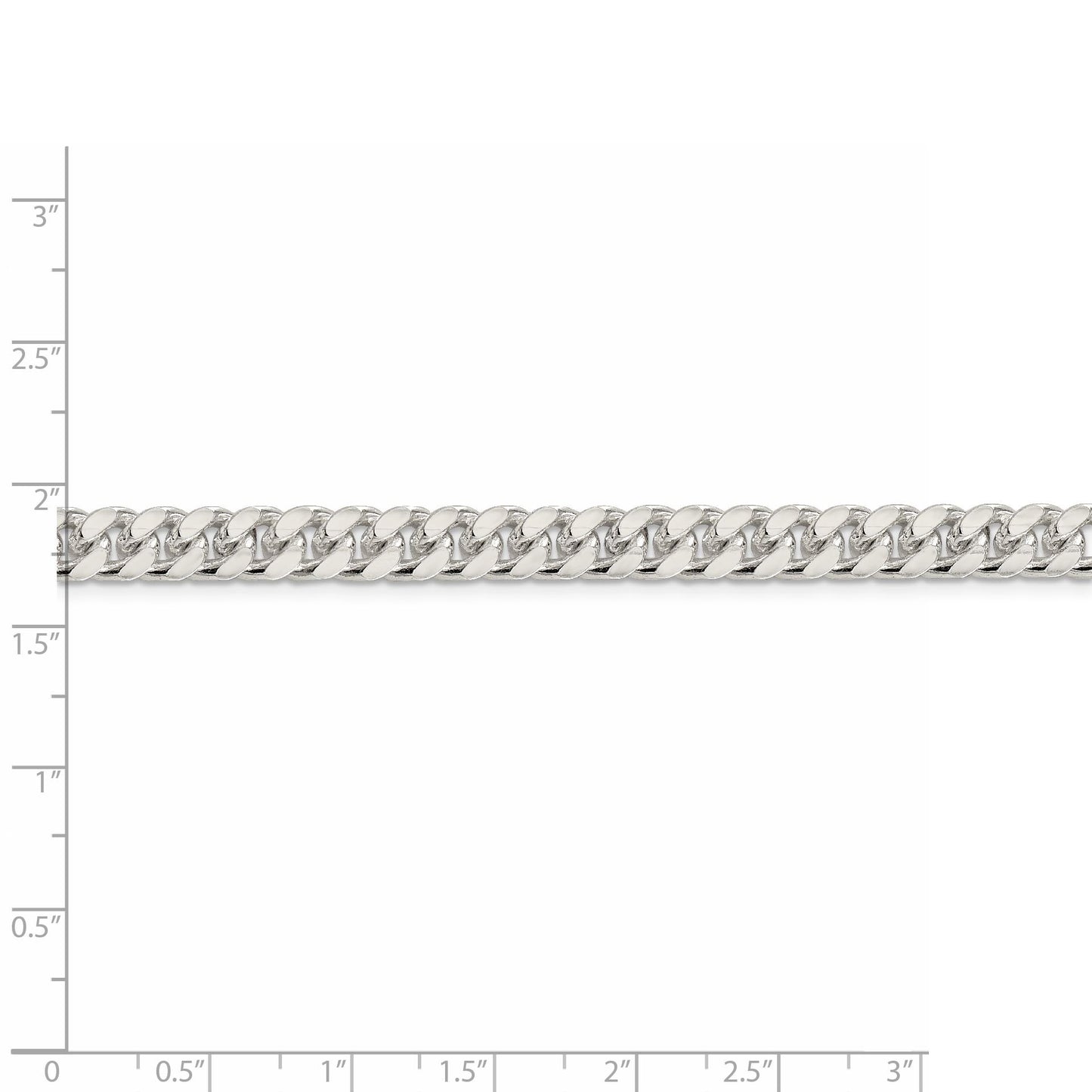 Sterling Silver 7mm Domed w/ Side D/C Curb Chain 18 Inches