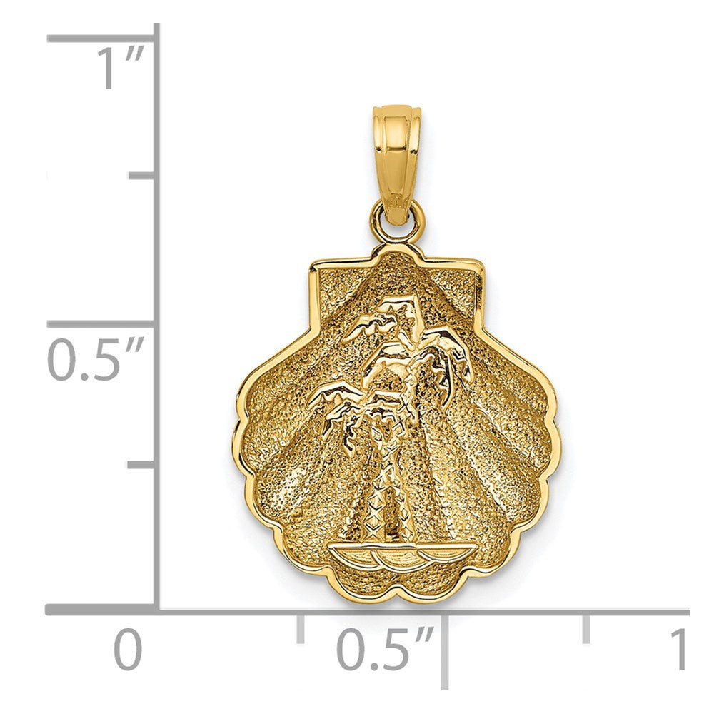 14K Reversible Palm Trees in Shell Charm