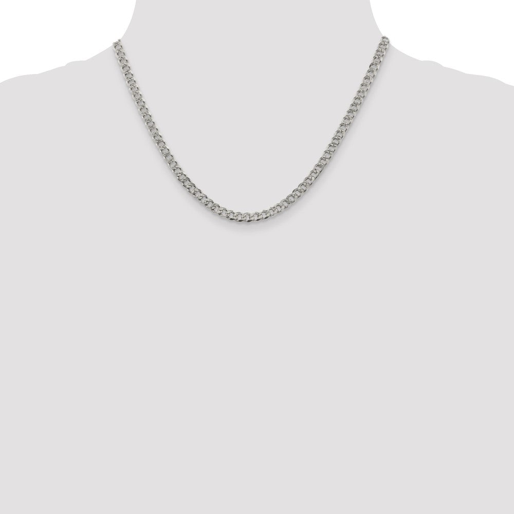 Sterling Silver 4.5mm Pav‚ Curb Chain 18 Inches