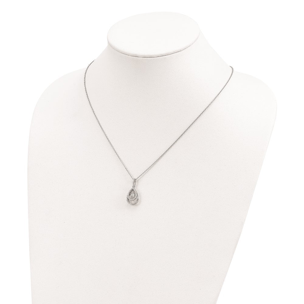 Brilliant Embers Sterling Silver Rhodium-plated 46 Stone 18 inch Moving Center Vibrant CZ with Micro Pav‚ CZ Necklace with 2 Inch Extender 18 Inches
