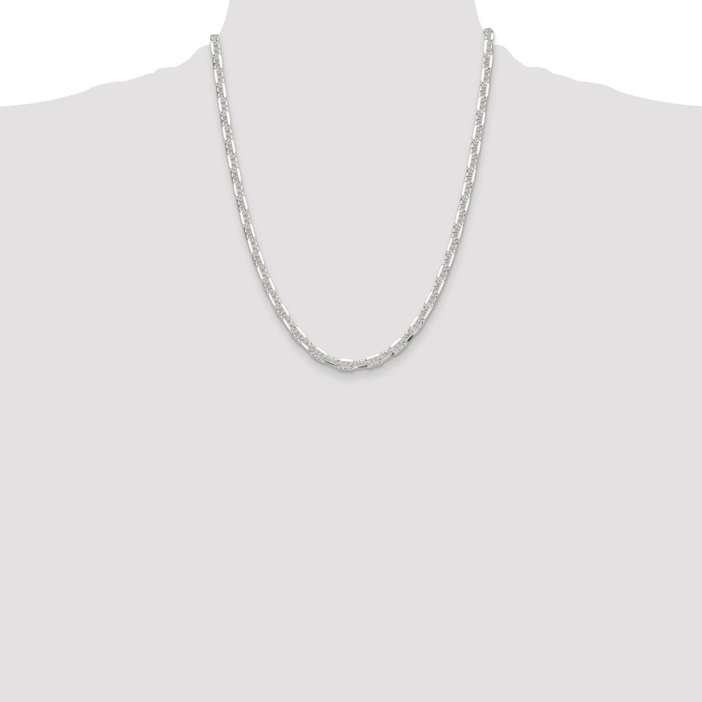 Sterling Silver Polished and D/C 5.5mm Mariner Link Chain