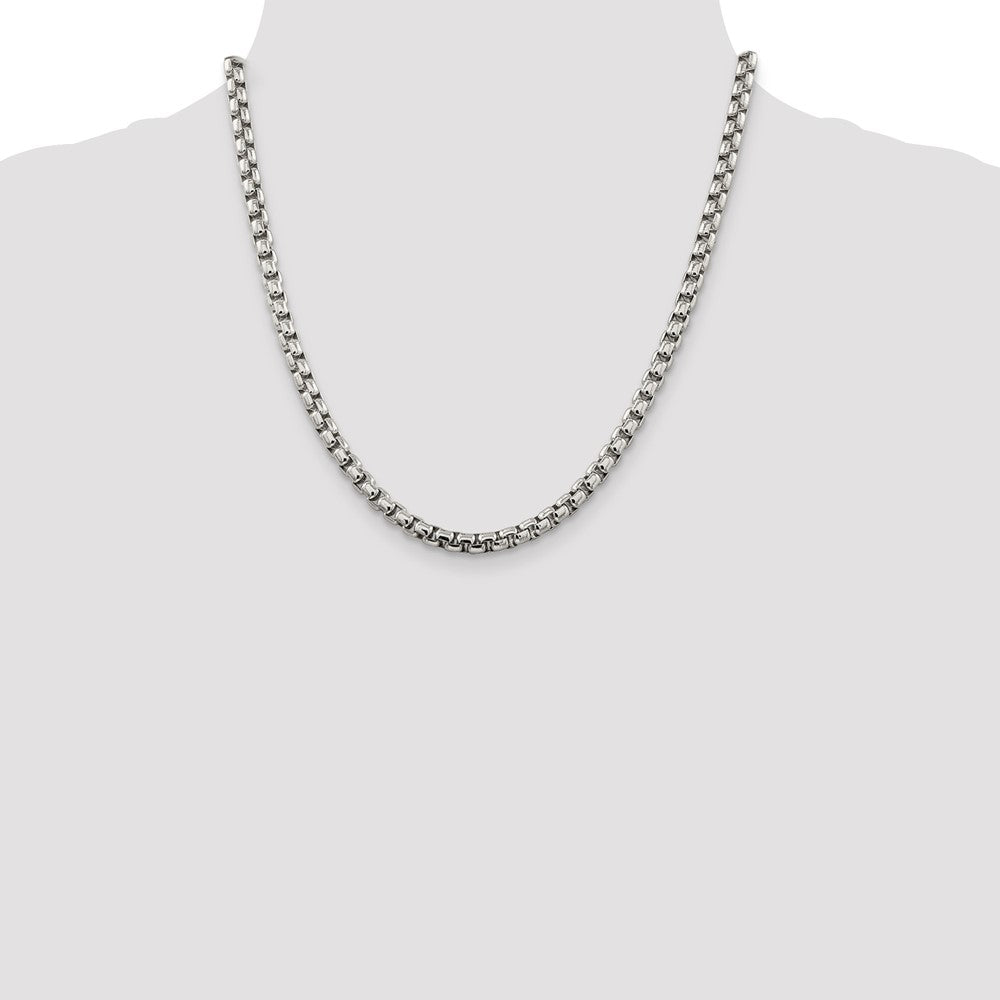 Sterling Silver 5.2mm Round Box Chain 20 Inches