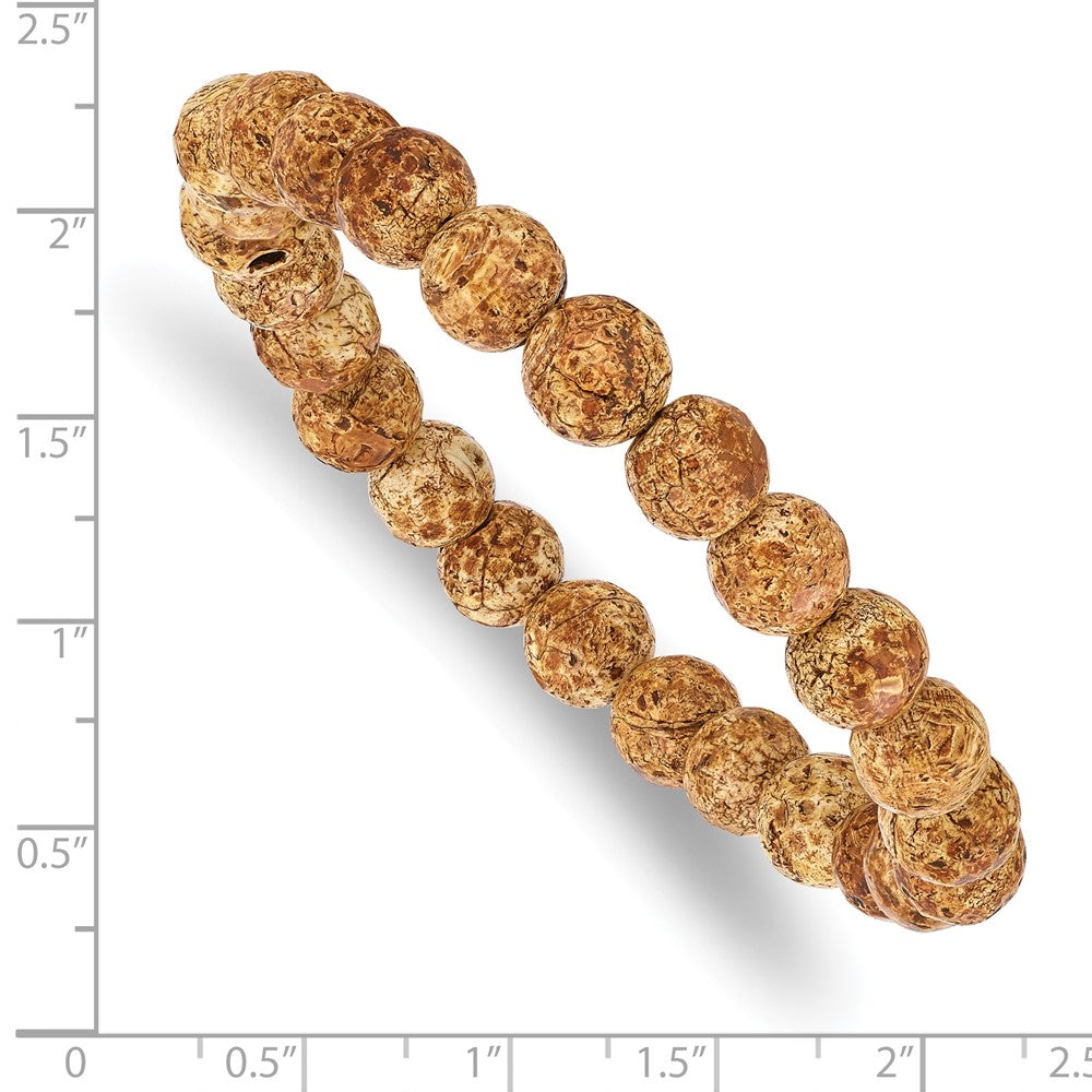 Beaded Stretch Picture Stone Agate Bracelet