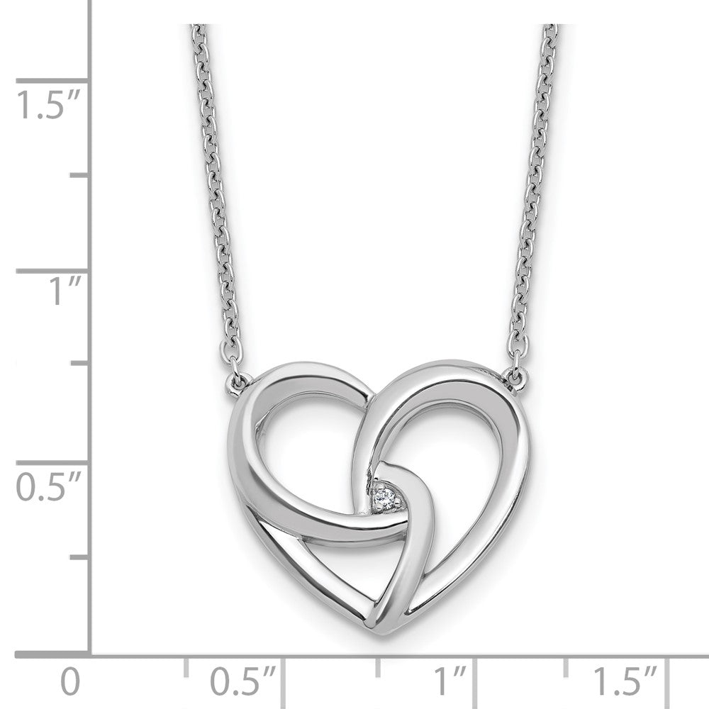 White Ice Sterling Silver Rhodium-plated Diamond Fancy Heart 18 inch Necklace plus 2 inch Extender