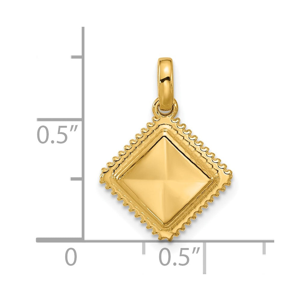 14k Yellow Gold Fancy Ravioli
