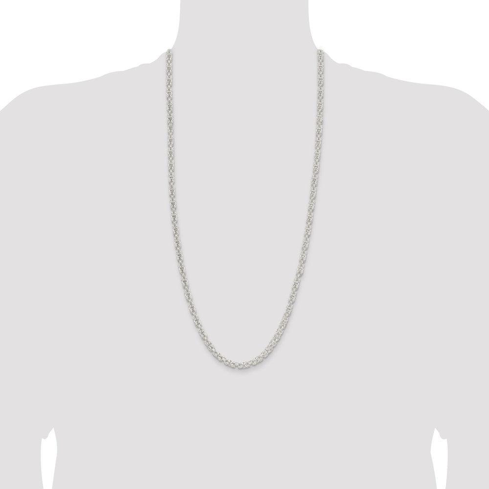 Sterling Silver 4.75mm Rounded Byzantine Chain 30 Inches