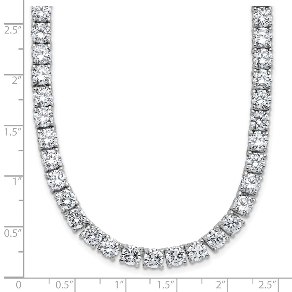 Cheryl M Sterling Silver Rhodium-plated Polished 5.00mm CZ with Safety Clasp Tennis Necklace 20 Inches
