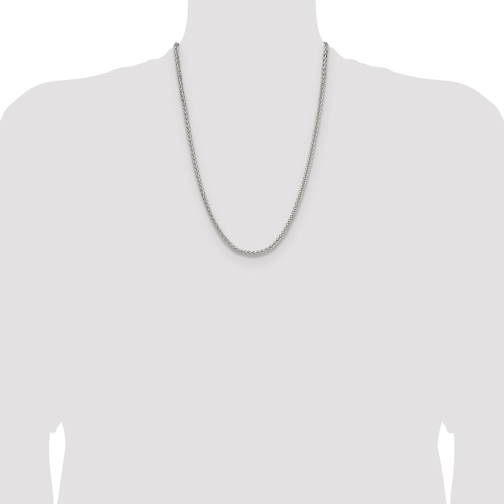 Sterling Silver 3.5mm Diamond-cut Square Spiga Chain