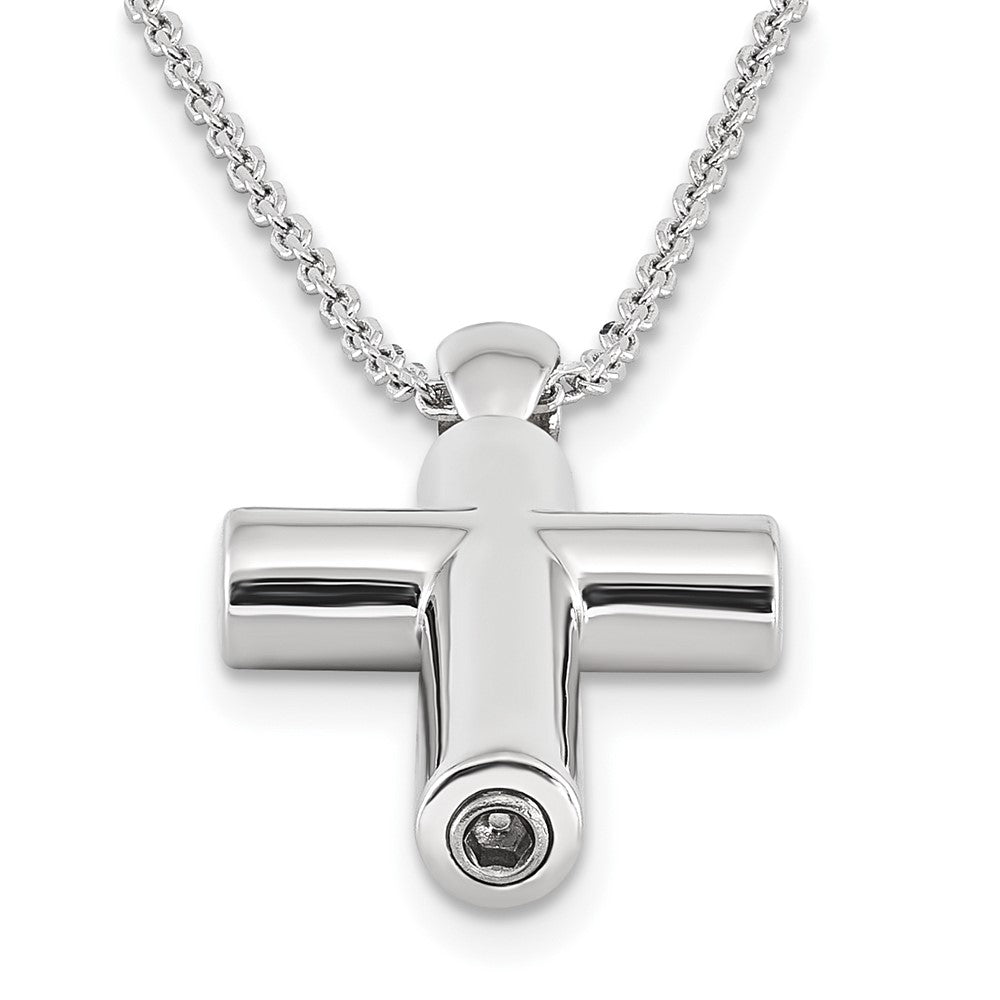 Sterling Silver Rhodium-plated Cross Ash Holder 18in Necklace 18 Inches