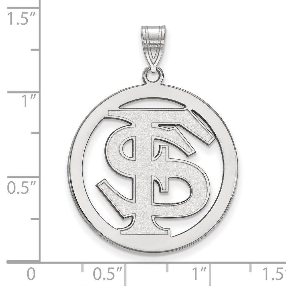 10k White Gold LogoArt Florida State University F-S Extra Large Circle Pendant