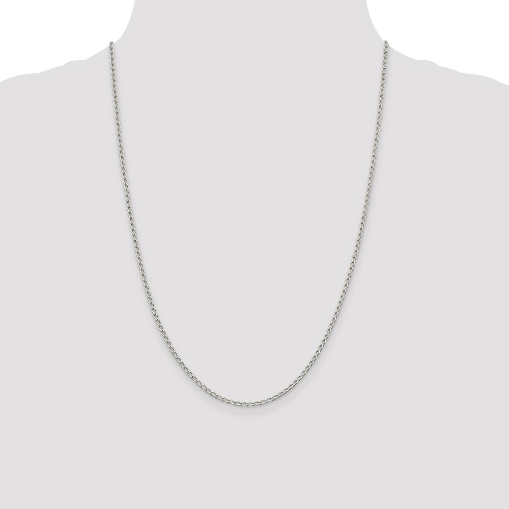 Sterling Silver 2mm Open Elongated Link Chain 24 Inches