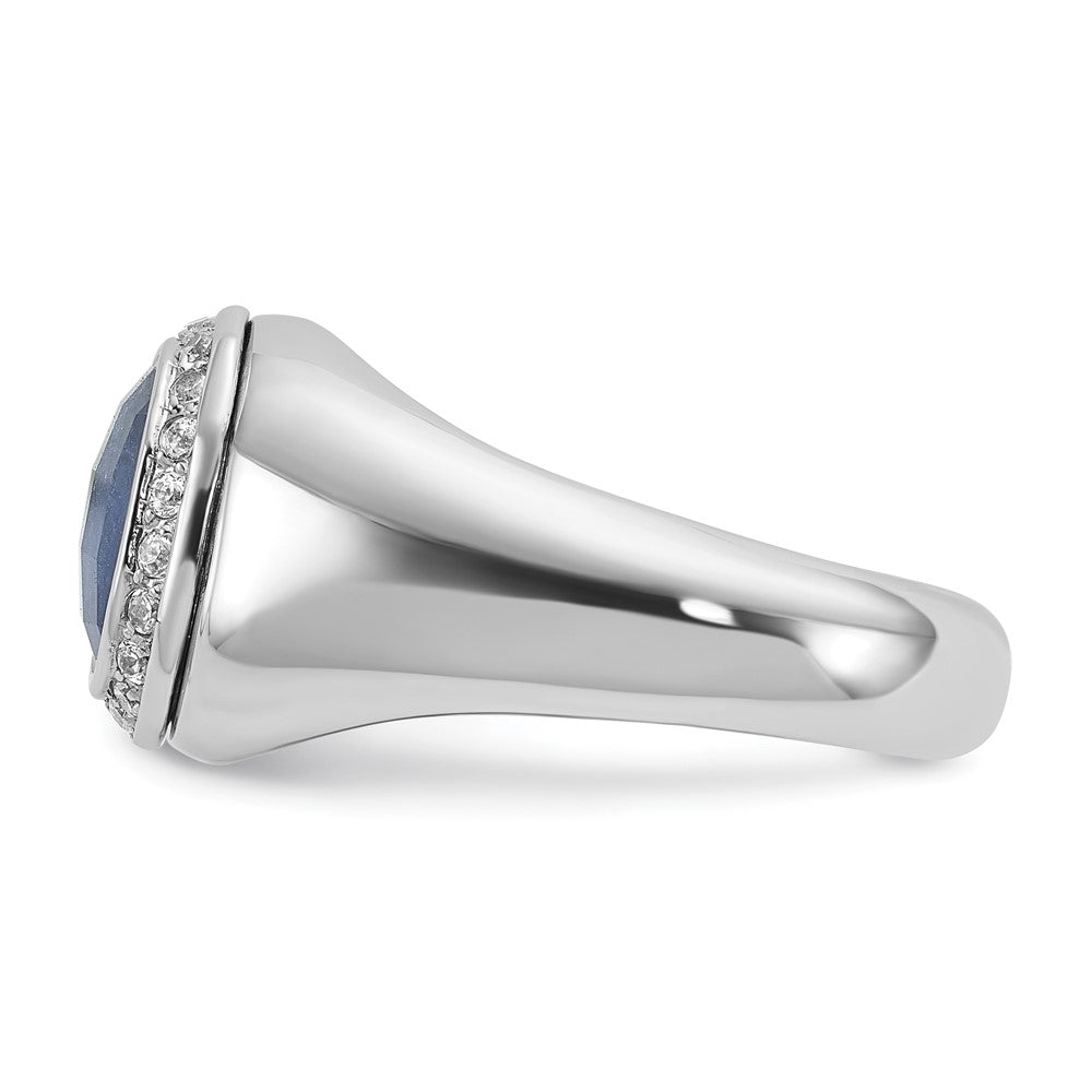 14k White Gold IBGoodman Men's Sapphire Doublet Stone and 1/5 carat Diamond Complete Ring