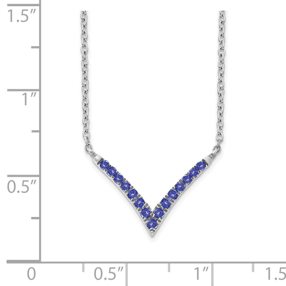 14k White Gold Tanzanite 18in. V-Necklace