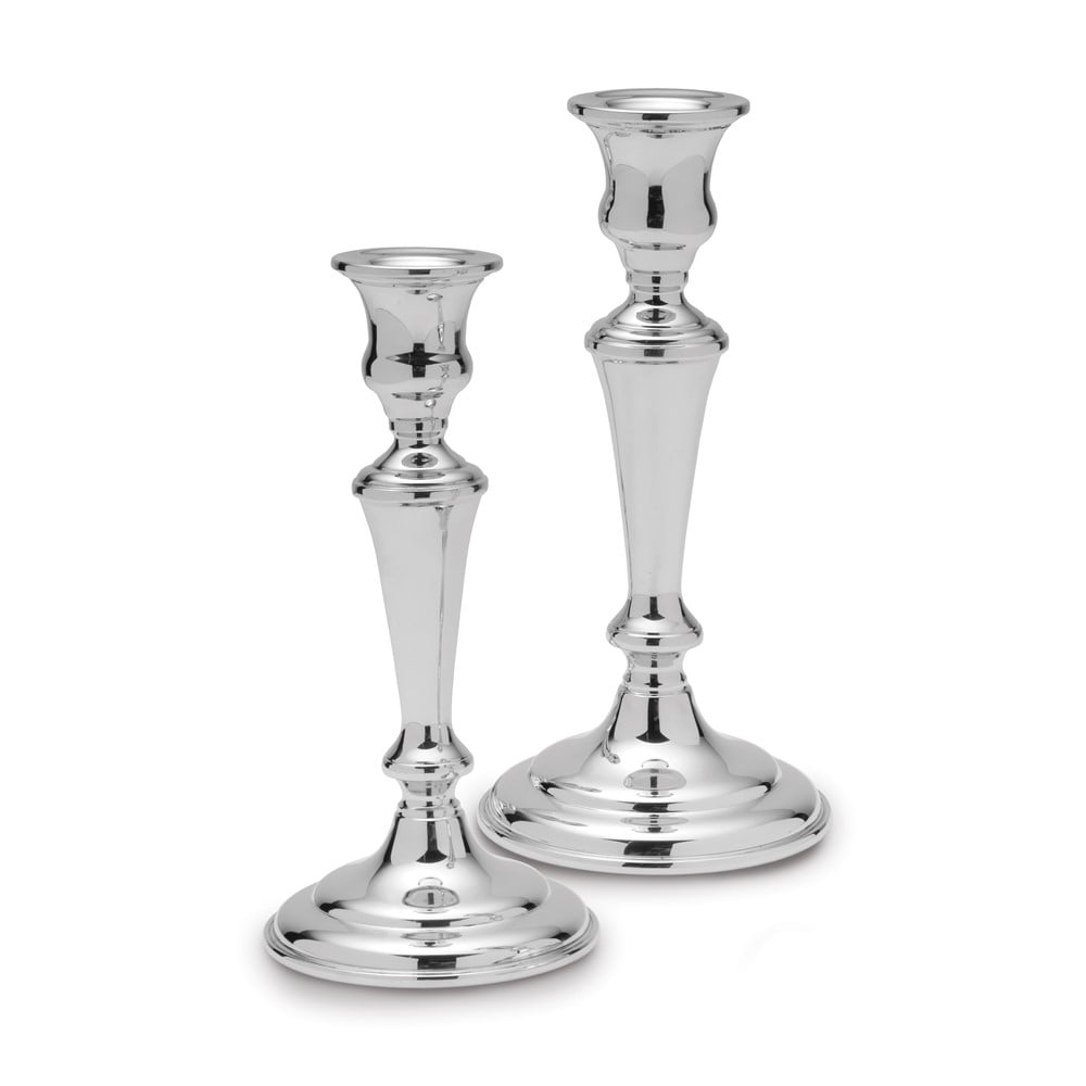 Empire Polished Pewter Pair Large Candlesticks QGM19814