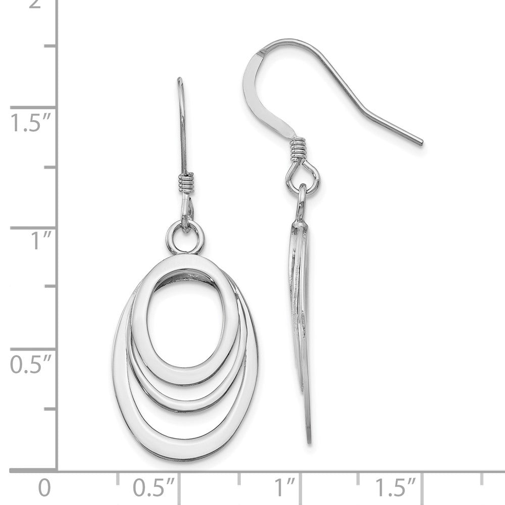 Sterling Silver Rhod-pltd Polished Shepherd Hook Dangle Earrings