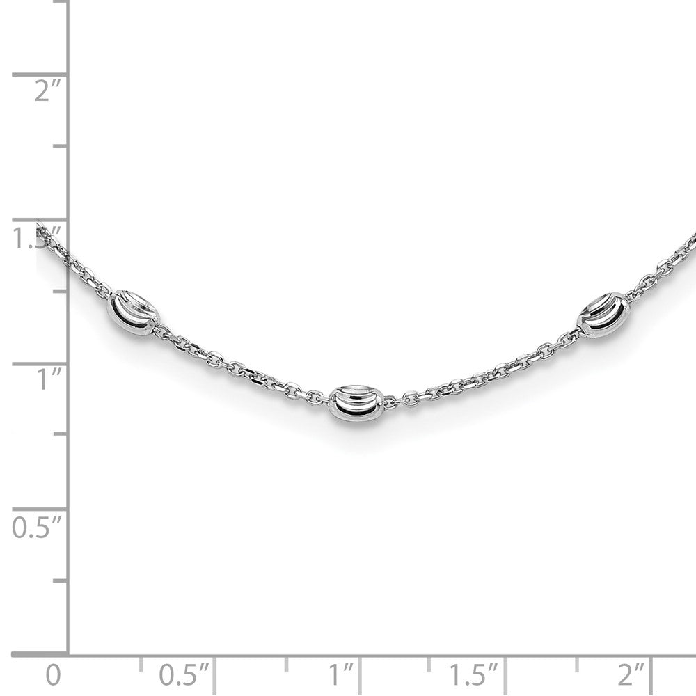 Sterling Silver Rhodium-plated Diamond-cut Beaded Necklace 18 Inches