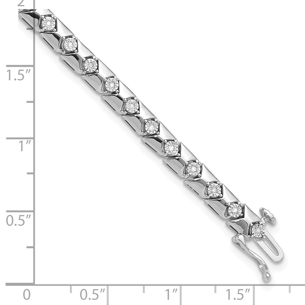 Sterling Silver Rhodium Plated Diamond Bracelet 7 inches