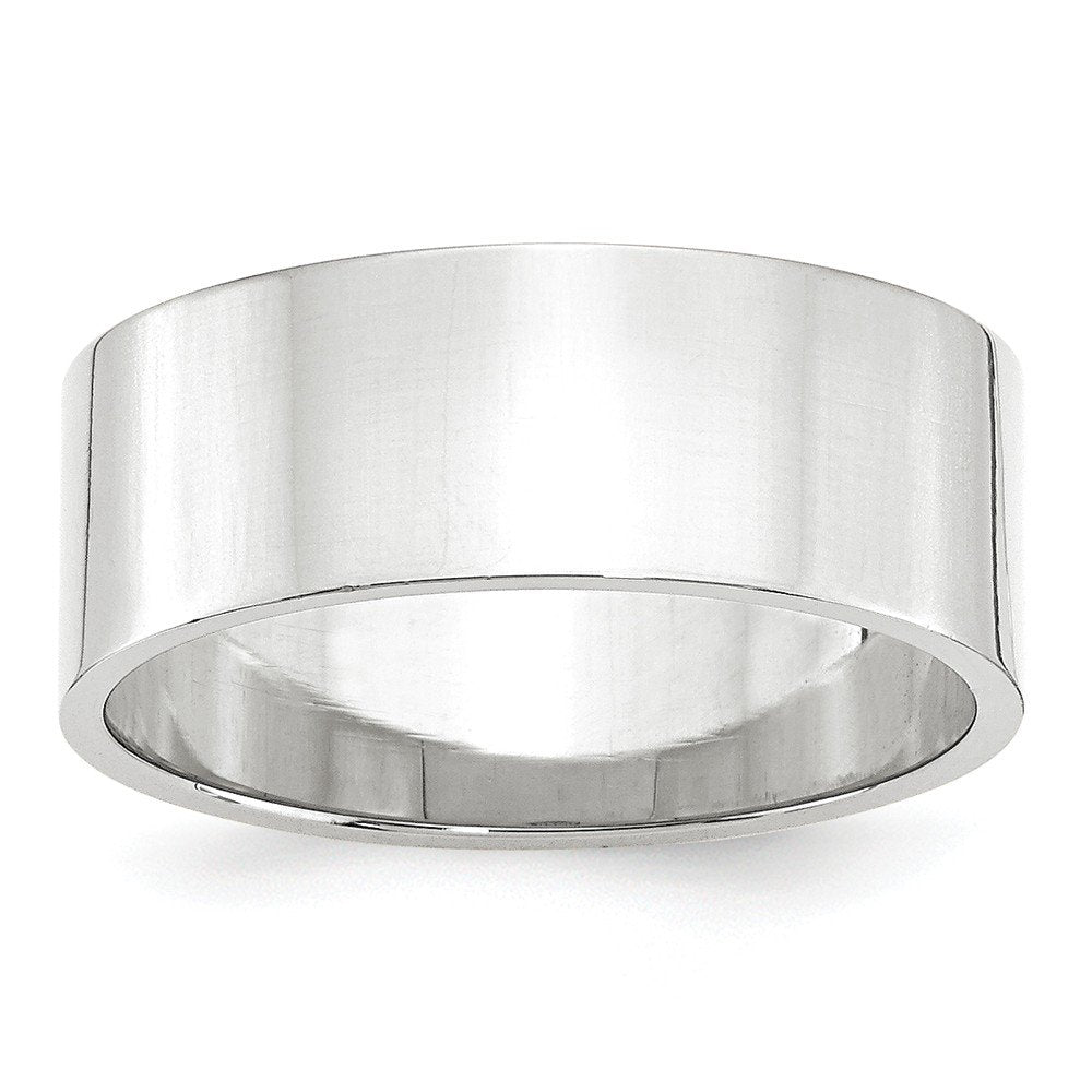 10k White Gold 8mm Lightweight Flat Wedding Band Size 9.5