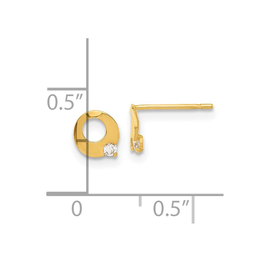 14k Madi K CZ Children's Circle Post Earrings