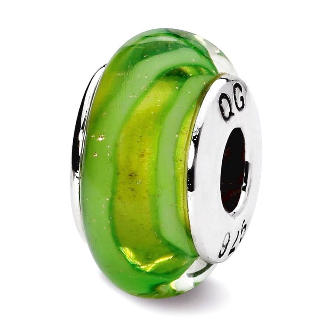 Sterling Silver Reflections Lt. Green Hand-blown Glass Bead