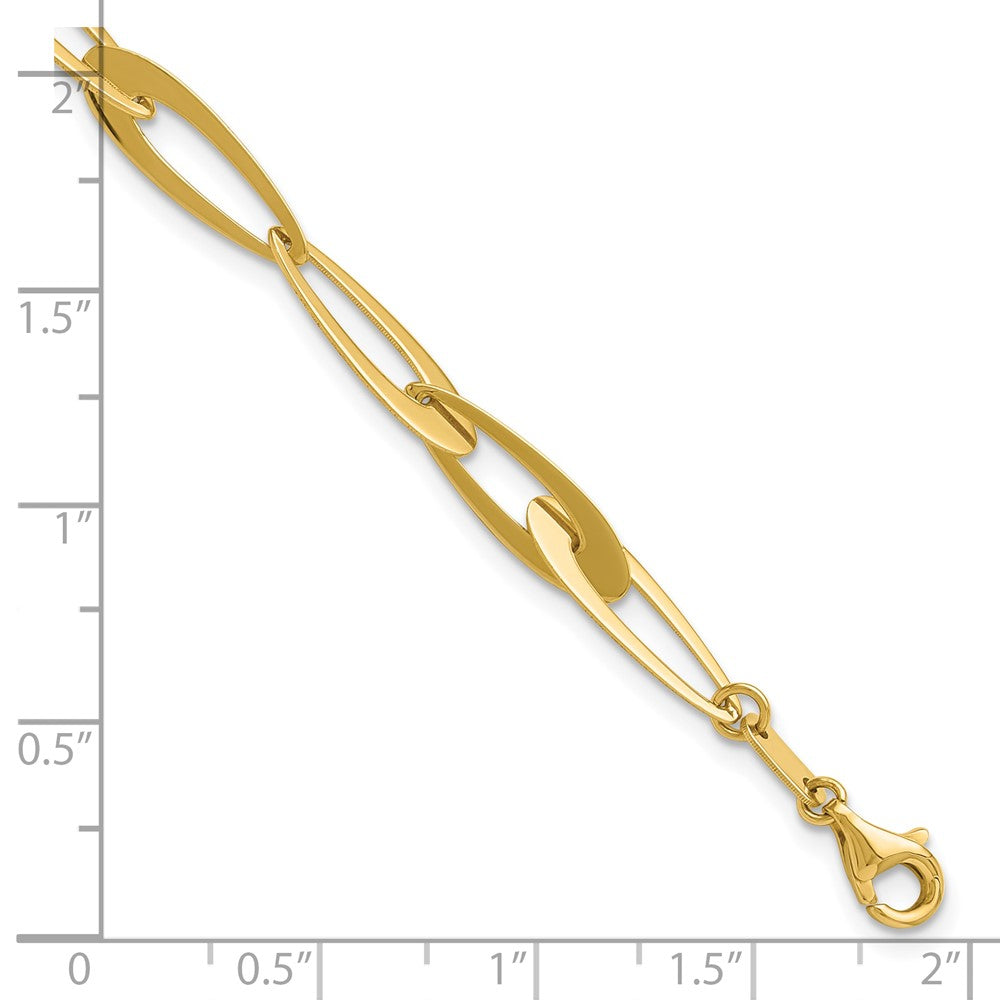 14K Polished Fancy Link w/.25in ext. Bracelet 7 inches